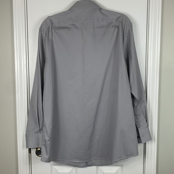 Joseph Abboud grey long sleeved dress shirt 16.5, 32/33, slim fit wrinkle free - Picture 6 of 7